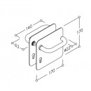 Schéma Poignées inox A2 sur plaques renforcées  - 170 x 170 mm - entraxe 70 mm NORMBAU