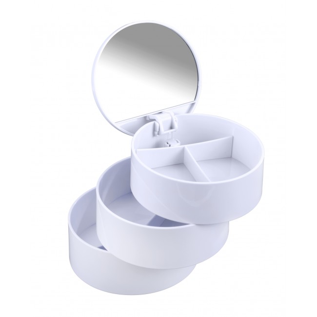Tour cosmétique avec miroir, 3 compartiments rotatifs - 2 coloris WENKO