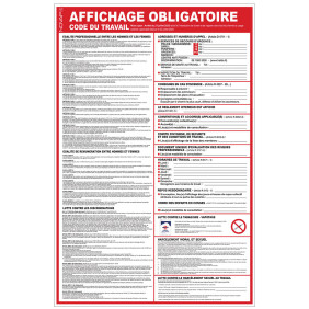 Panneau d'affichage obligatoire Code du travail - 400x600mm NOVAP