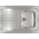 Evier inox à poser 1 cuve et 1 égouttoir - 80 x 60 cm FRANKE