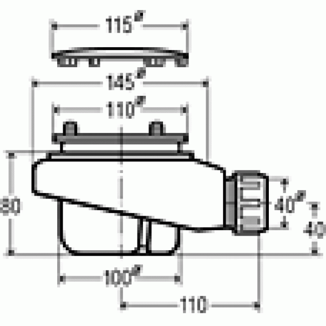 schéma Bonde de douche 90 mm capot chromé - sortie horizontale - Tempoplex VIEGA