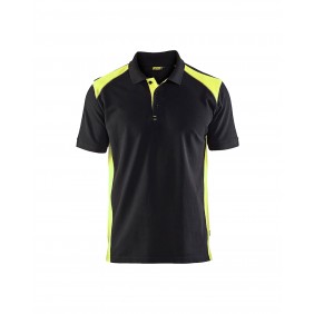 Polo de travail en coton piqué 3324 - noir et jaune fluo BLAKLADER