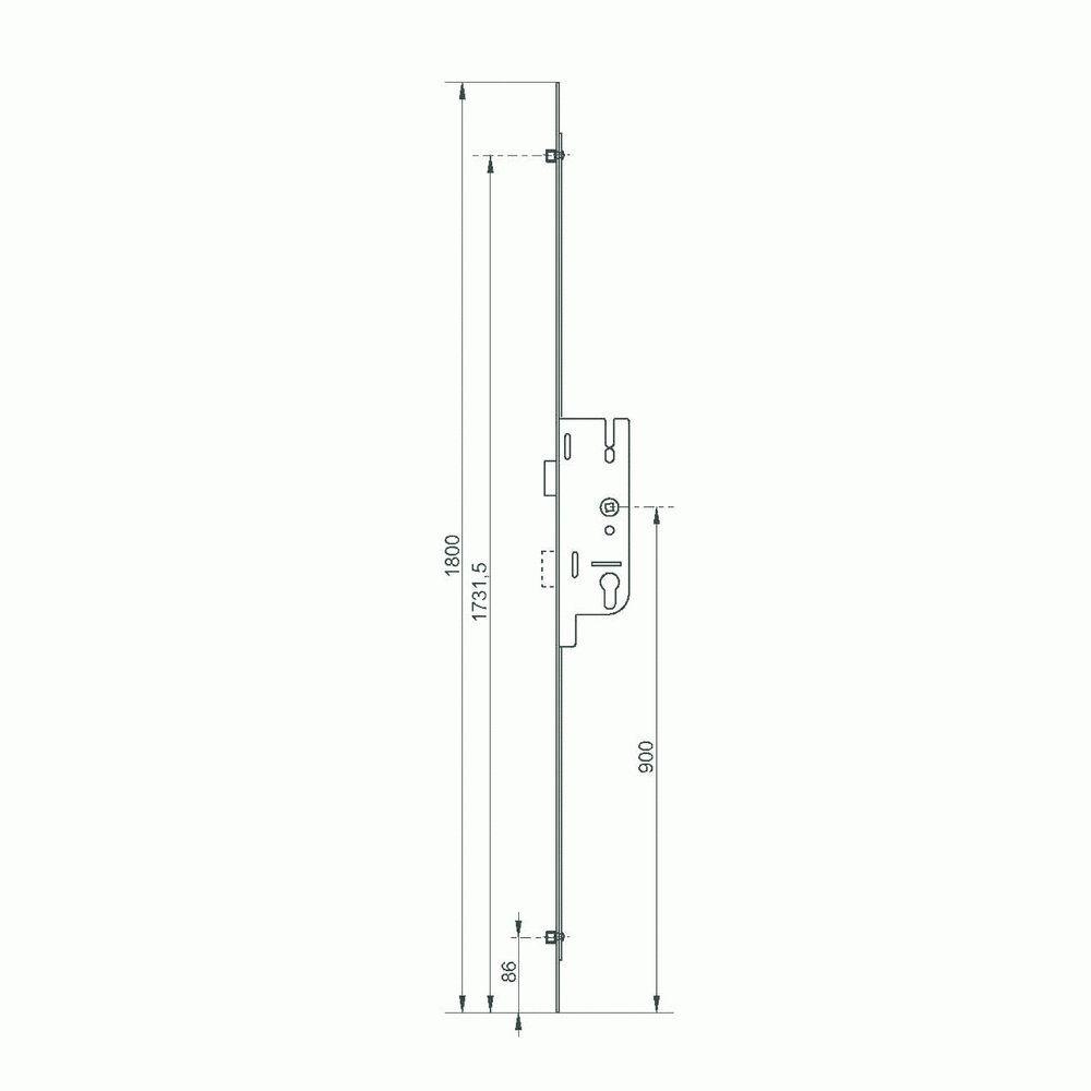 Fercomatic 6-33164-1 Serrure 3 points automatique axe 40 mm têtière 18 mm 
