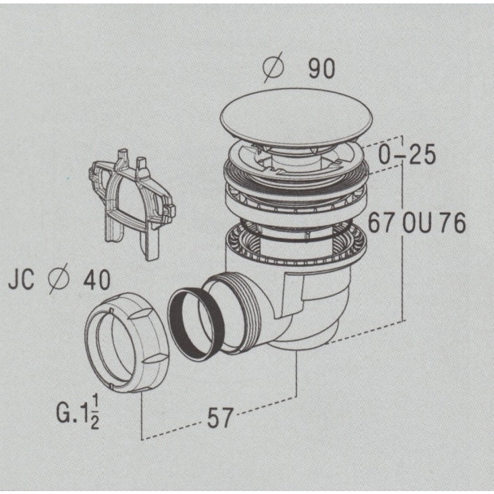 Bonde vidage Nicoll - Pour receveur de douche grès - Diamètre 40 mm - Bonde  60 mm - Plastique et Inox