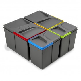 Poubelle de tri sélectif Recycle cuisine - 2x12L et 2x6L - anti odeurs EMUCA