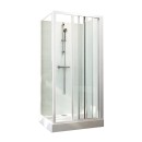 Cabine de douche 120x80 cm Iziglass 2 - accès de face 3 portes coulissantes LEDA
