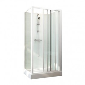 Cabine de douche 120x80 cm Iziglass 2 - accès de face 3 portes coulissantes LEDA