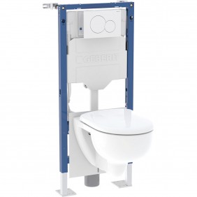 Pack WC suspendu Duofix Sigma 12 avec cuvette Renova TurboFlush et plaque Sigma01 GEBERIT