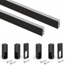2 rails de penderie Luxe avec supports - aluminium - noir texturé EMUCA