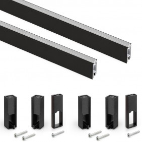 2 rails de penderie Luxe avec supports - aluminium - noir texturé EMUCA