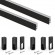 2 rails de penderie Luxe avec supports - aluminium - noir texturé
