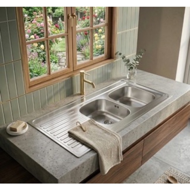 Évier à poser - inox 120 x 60 cm - 2 cuves + 1 égouttoir FRANKE - Moyenne - Petite.jpeg FRANKE