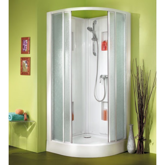 Cabine de douche 1/4 de rond 80cm avec portes coulissantes pour mobilhome