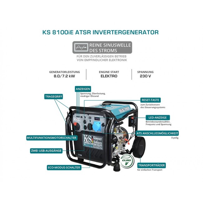 Groupe électrogène:onduleur - démarrage électrique - 8,5 kW - 230V - KS 8100iE ATSR - Bricozor 14.jpeg KONNER & SOHNEN