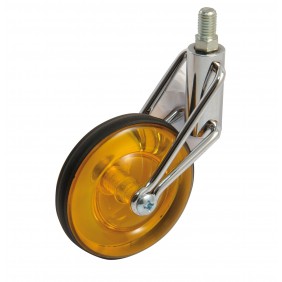 Roulette de meuble pivotante sur tige filetée - roue orange translucide AVL