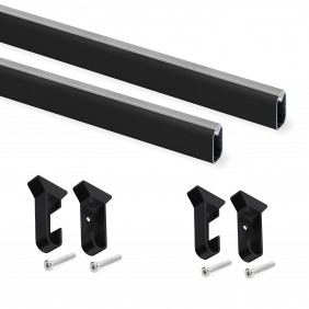 2 rails de penderie avec supports - longueur 750 mm - aluminium noir EMUCA