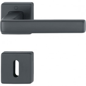 Poignées de porte sur rosaces aluminium anodisé - noir mat Dublin HOPPE