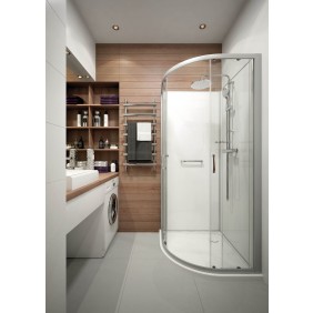 Cabine de douche 1/4 rond 90 cm à portes coulissantes - Kara Minéral 2 LEDA