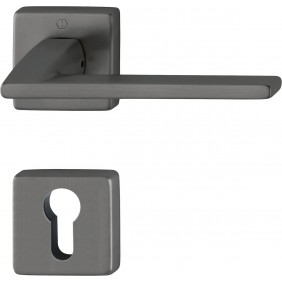 Poignées de porte sur rosaces carrées Bergamo C7 -laiton anthracite satiné HOPPE