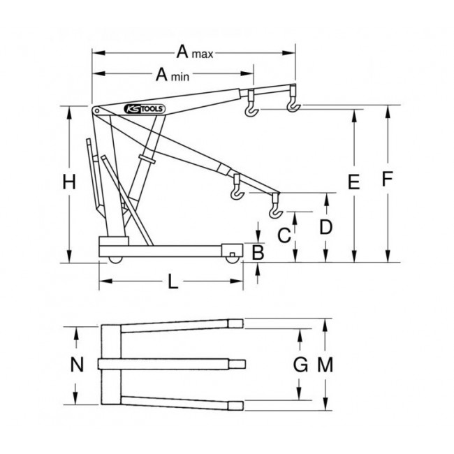 Grue mobile pliante - 1 T - Bricozor KS TOOLS
