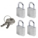 Lot de 4 cadenas à clé s'entrouvrants - largeur 20mm - aluminium massif MASTER LOCK