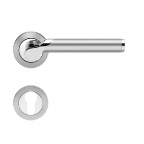 Poignées de porte sur rosaces rondes R38 Starlight -chrome/inox satiné KARCHER DESIGN