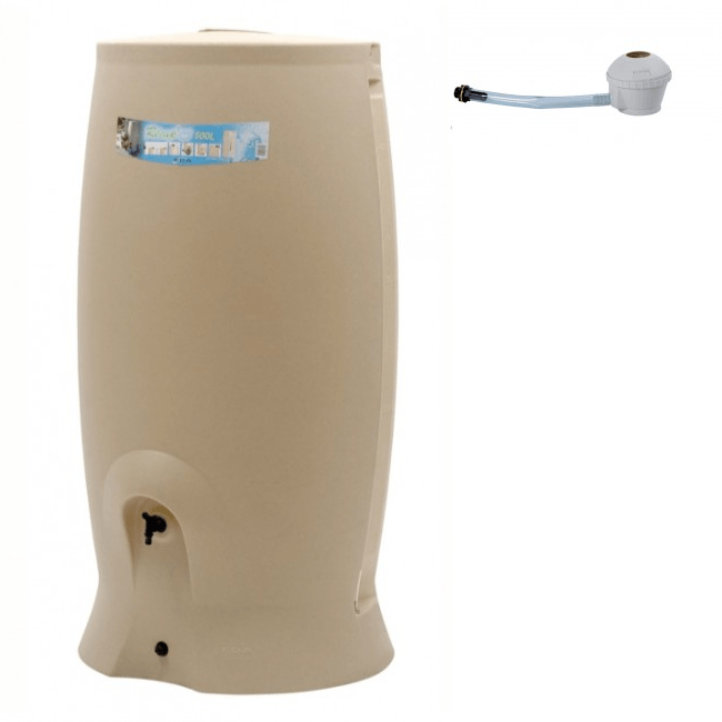 Récupérateur d'eau beige + kit collecteur - 500 litres  - Recup'O EDA PLASTIQUES