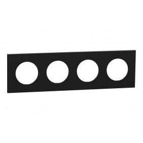 Plaque de finition 4 postes noir onyx - Odace II SCHNEIDER