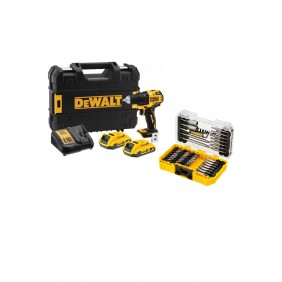 Perceuse visseuse sans fil 18V 2x2Ah - DCD708D2T-QW + Coffret 40 pièces DEWALT