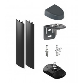 Lot gond + capot + crapaudine + 2 profils masquage portail battant - gris - 90 mm TIRARD
