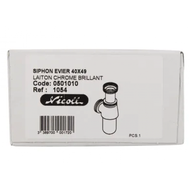 Siphon d'évier en laiton chromé brillant - réglable en hauteur NICOLL