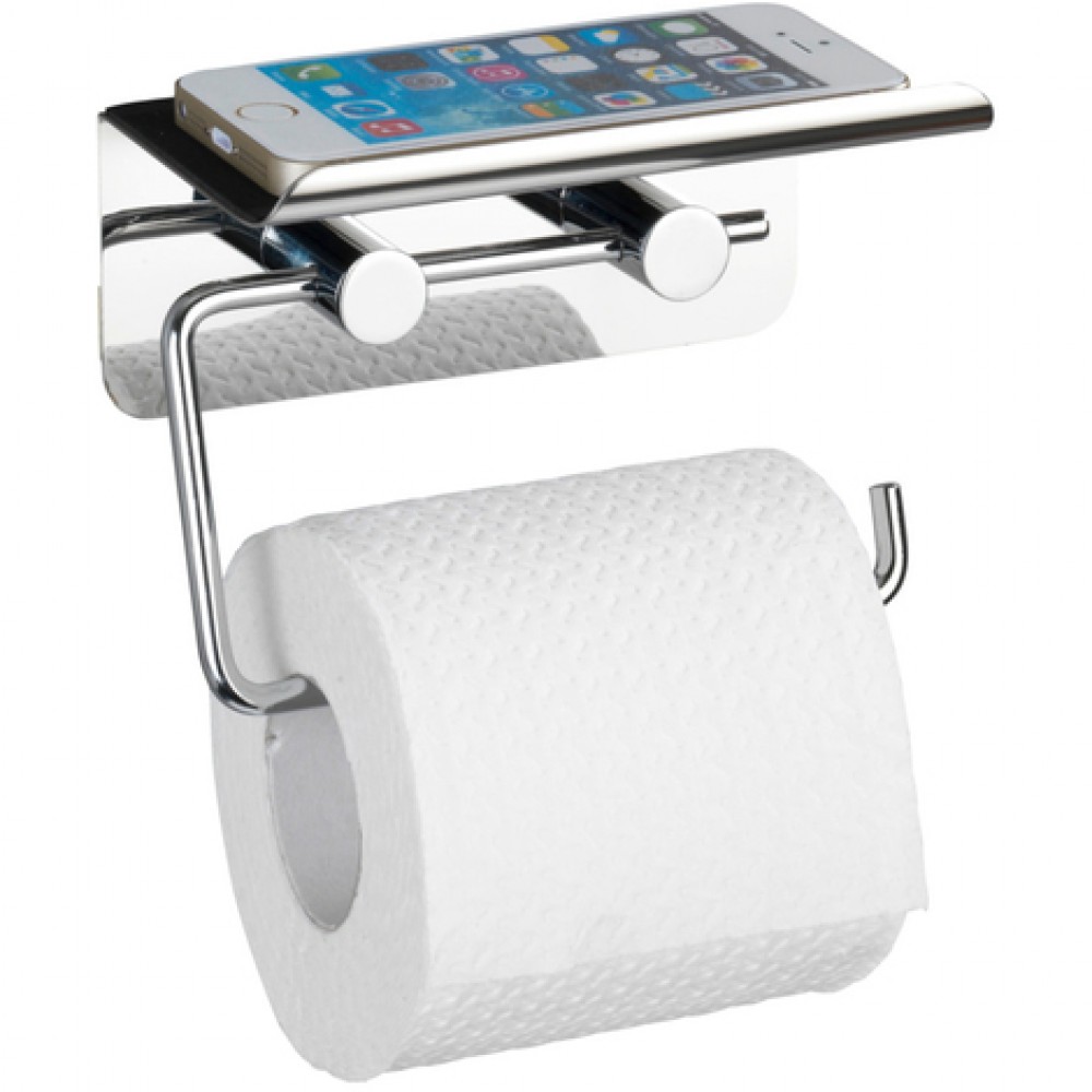 Dérouleur papier WC avec support smartphone en acier inox WENKO