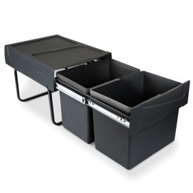 Poubelle coulissante 30 litres - 2 bacs de 15 litres - noir EMUCA