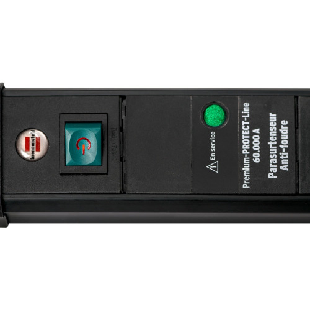 Multiprise PREMIUM PROTECT Noire, 6 prises + 2 prises USB, avec par