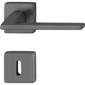 Poignées de porte sur rosaces carrées Bergamo C7 -laiton anthracite satiné - clé L HOPPE