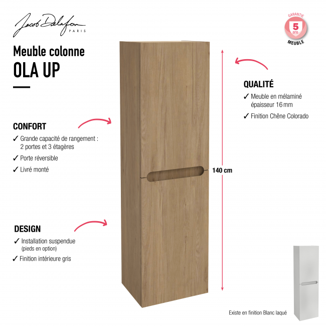 Colonne Ola Up poignées intégrées - visuel fléché bénéfices consommateurs.png JACOB DELAFON