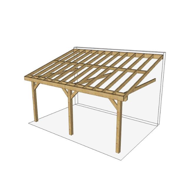 Carport adossé en bois Douglas - 3 poteaux - 350 x 600 cm - Bricozor.jpg CPBF