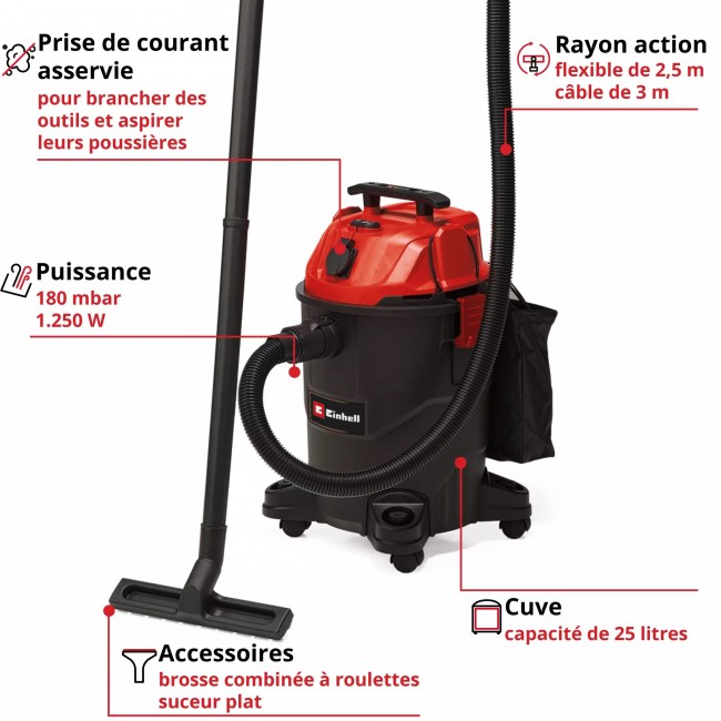 Aspirateur eau et poussières - 25L - puissance 1250W - TC-VC 1825 A - Bricozor 3.jpeg EINHELL