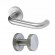 Poignées de porte palière coudées sur rosaces rondes Linox inox brossé
