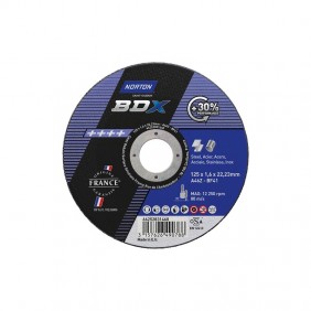 Disque de tronçonnage moyeu plat BDX - métal inox - Ø 125 mm - par 25 NORTON