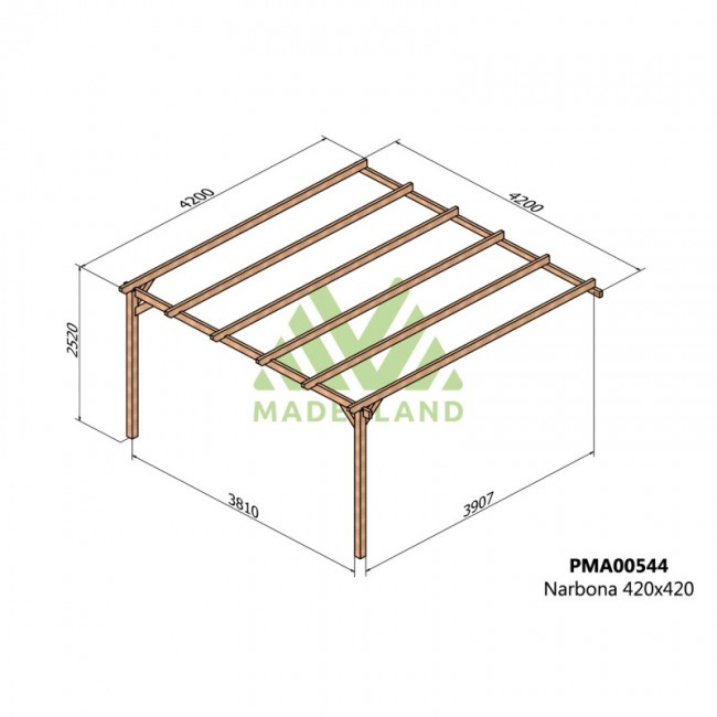 Pergola adossée en bois Oviedo 4,2 x 4,2 x 2,52 m - PMA00544.jpg MADERLAND