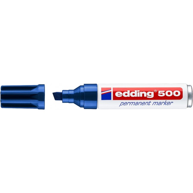 Marqueur permanent Edding 500 - pointe biseautée - bleu - Bricozor.jpeg EDDING