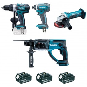 Pack 4 machines 18 V Li-Ion, 4 Ah - DLX4054MX1 - (DDF458 + DTD152 + DHR202 + DGA452) MAKITA
