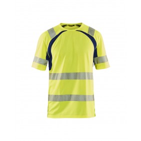 T-shirt haute visibilité anti-UV 3397 - jaune fluo et bleu marine BLAKLADER