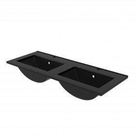 Double vasque à encastrer - 120 cm - céramique noire satinée - Timber AURLANE