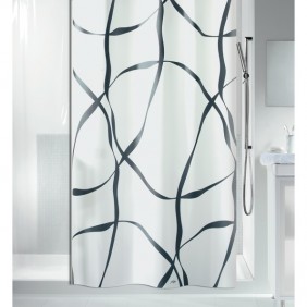 Rideau de douche - 240 x 180 cm - Noir et Blanc - Polyester - Ribbon SPIRELLA