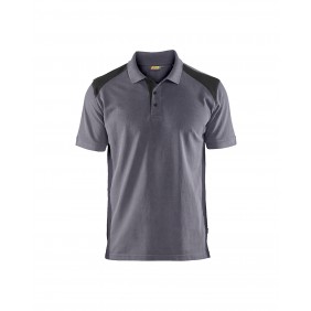 Polo de travail en coton piqué 3324 - gris moyen et noir BLAKLADER
