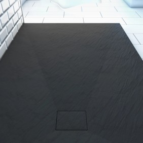 Receveur de douche 120x80cm effet pierre - ardoise noir mat - Stone 2 AURLANE