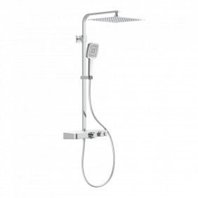Colonne de douche thermostatique avec tablette verre blanc - Ocean SCHÜTTE