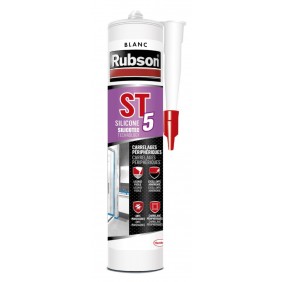 Mastic silicone sanitaire - blanc - 300 ml - ST 5 - silicotec RUBSON